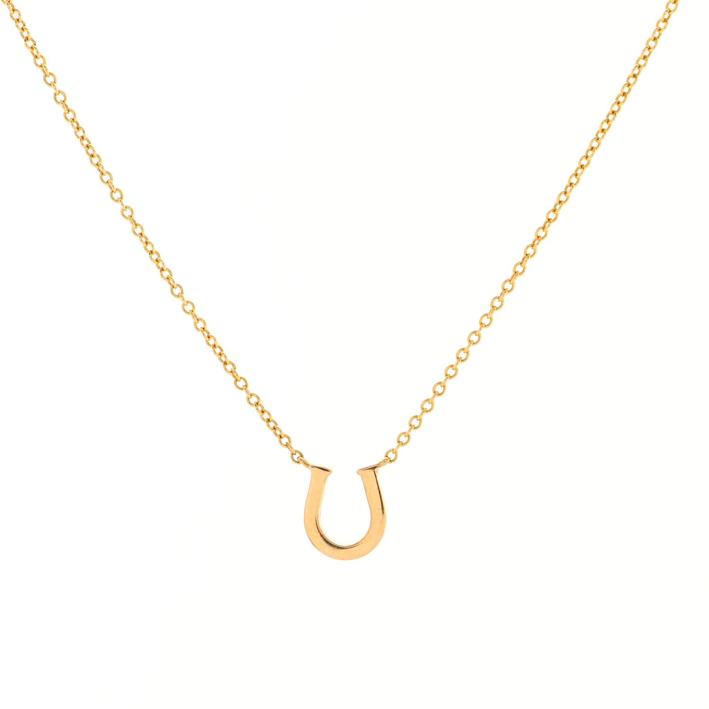 Metro Horseshoe Pendant Necklace 18K Rose Gold with Diamonds