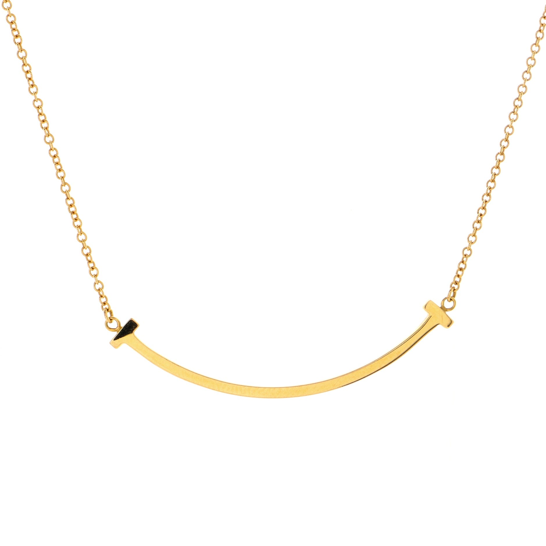 T Smile Pendant Necklace 18K Rose Gold Small