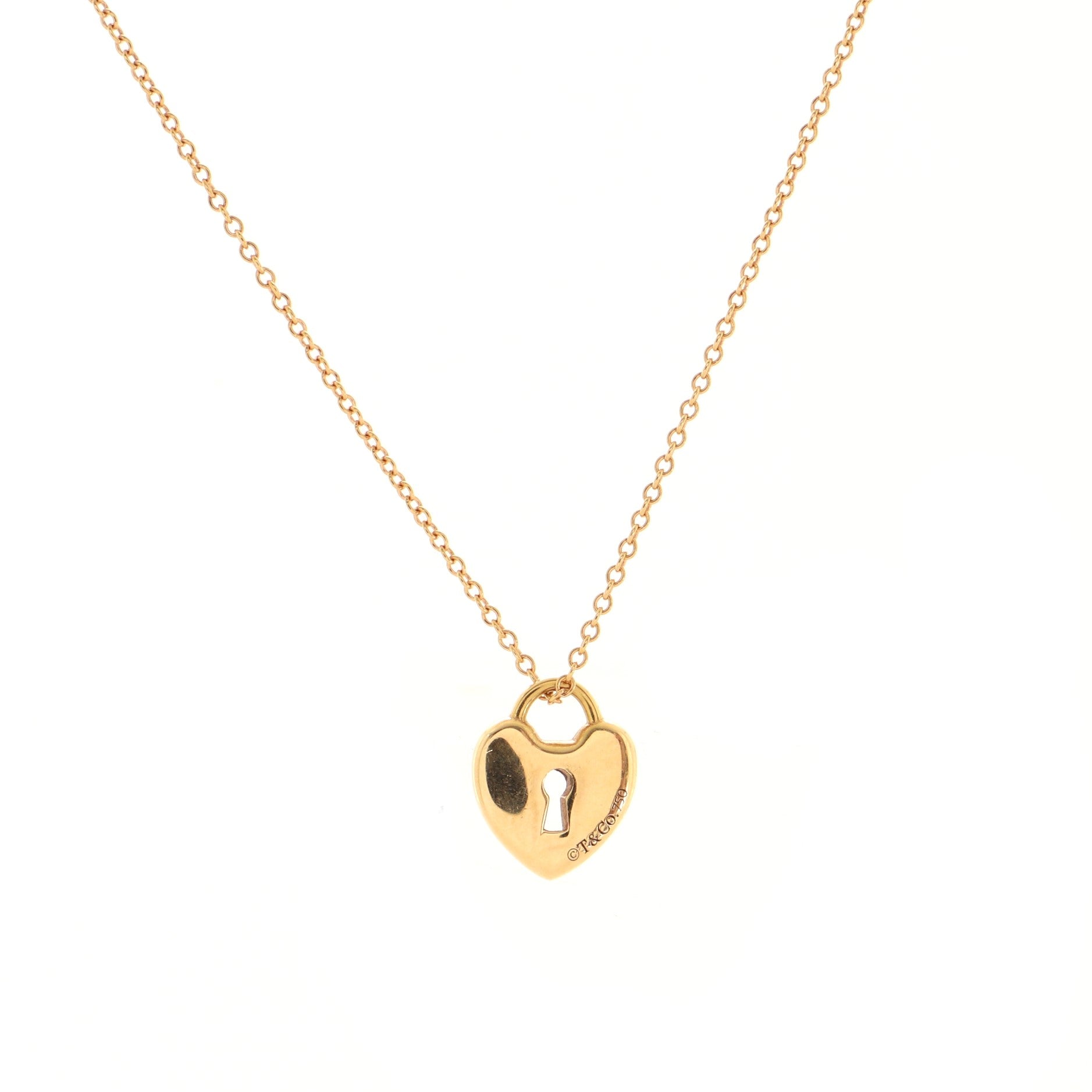 Heart Lock Pendant Necklace 18K Rose Gold Mini
