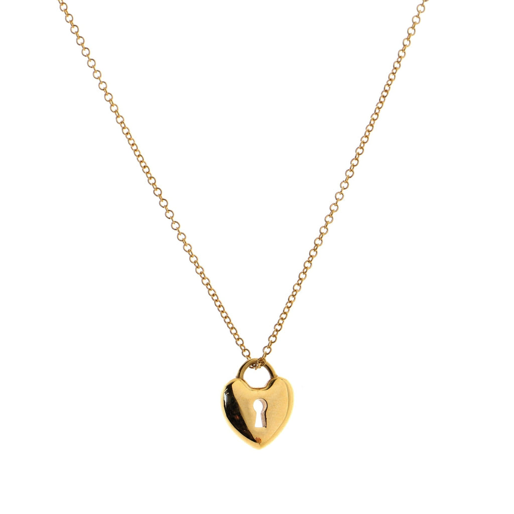 Heart Lock Pendant Necklace 18K Rose Gold Mini