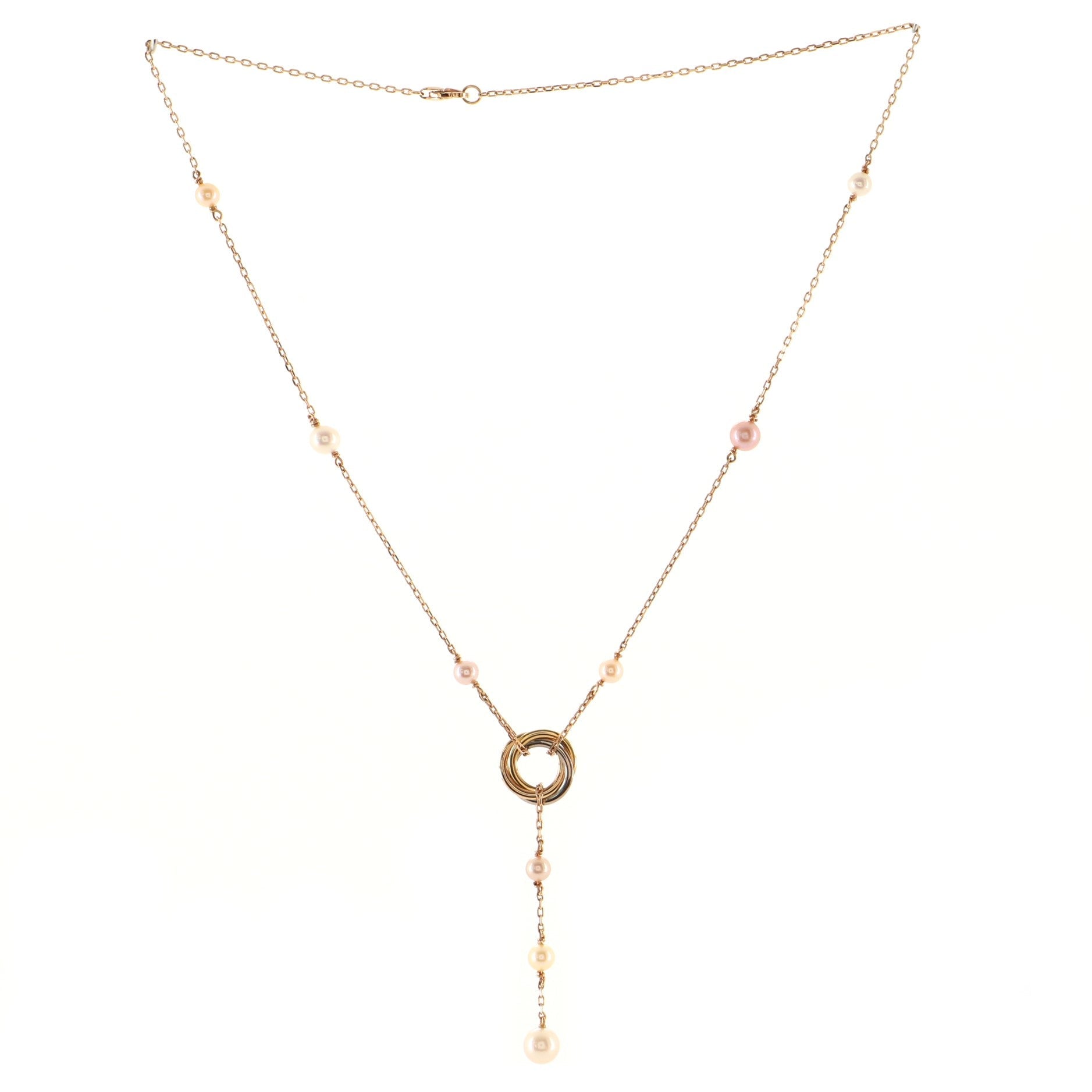 Trinity de Cartier Pearl Necklace 18K Tricolor with Pearls
