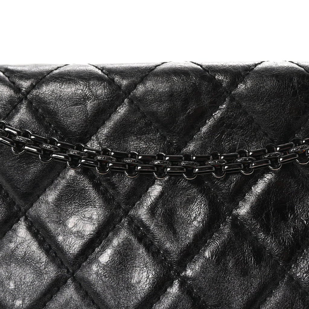 Metallic Aged Calfskin Quilted 2.55 Reissue 227 Flap So Black