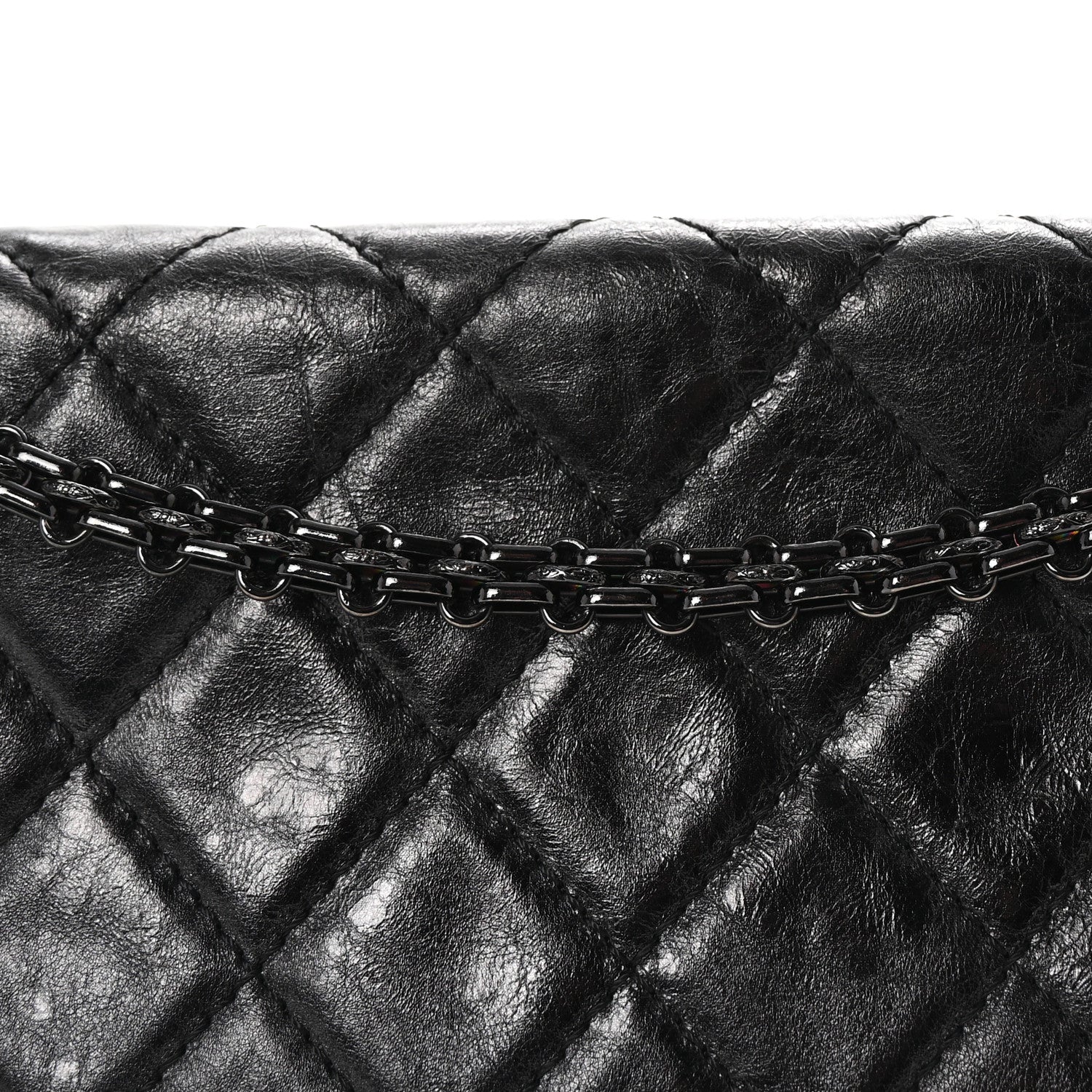 Metallic Aged Calfskin Quilted 2.55 Reissue 227 Flap So Black