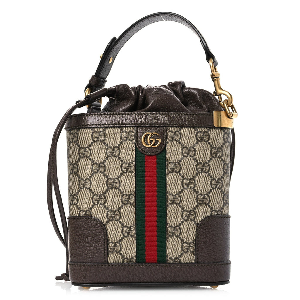 GG Supreme Monogram Ophidia Small Bucket Crossbody Bag Beige Ebony