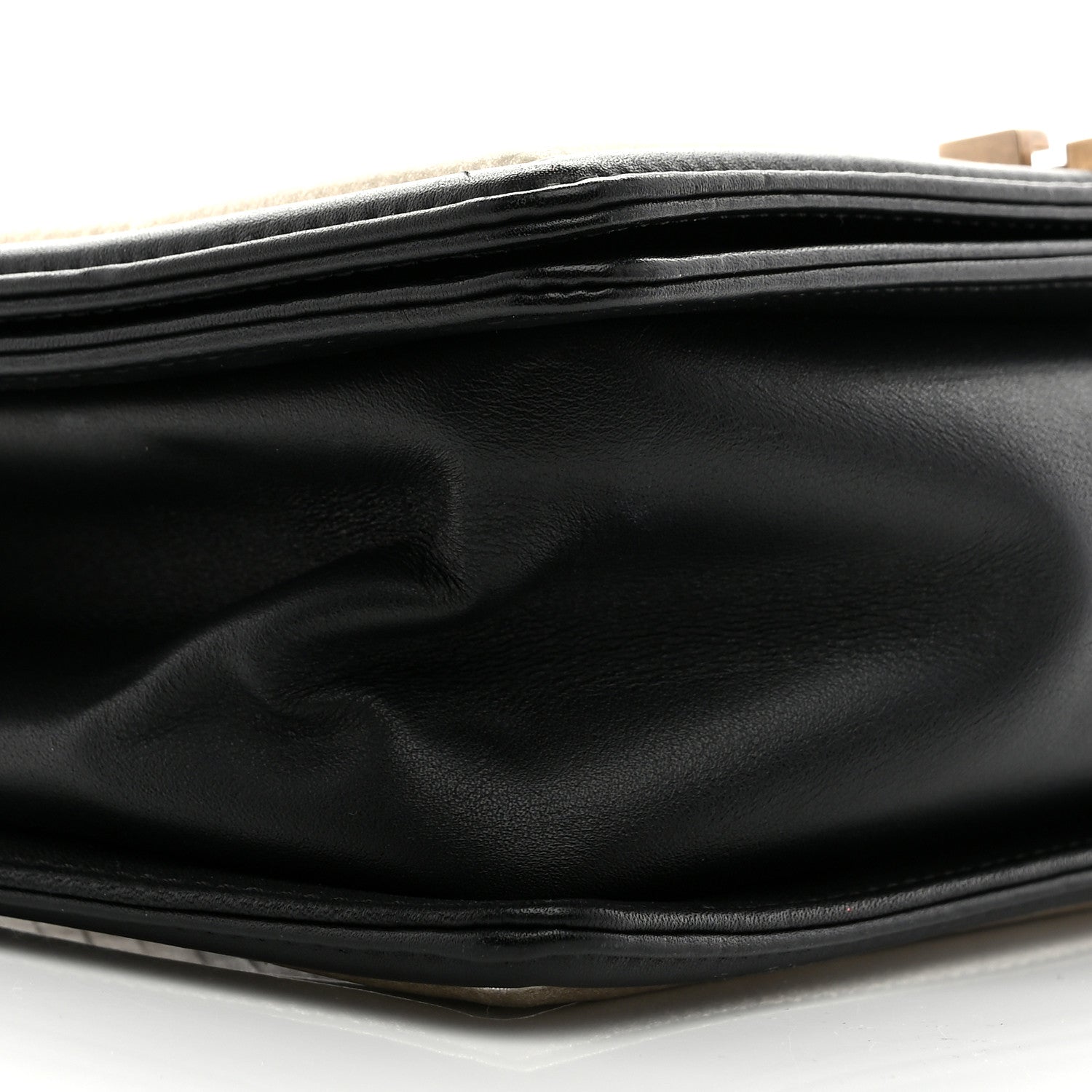 Metallic Calfskin Pleated Medium Boy In Rome Flap Black Gold