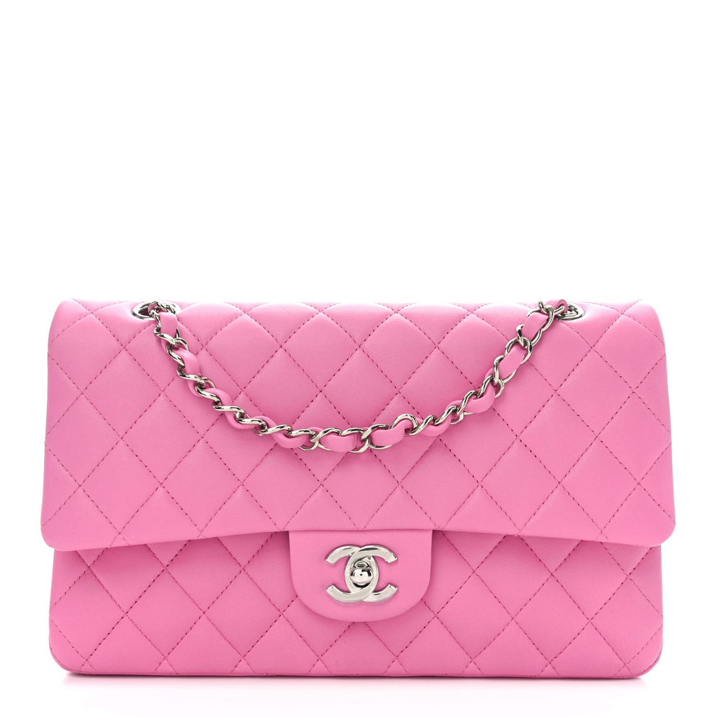 Lambskin Quilted Medium Double Flap Pink