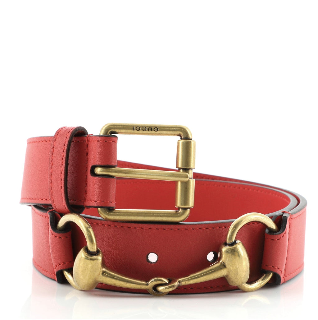 Horsebit Buckle Belt Leather Medium 80