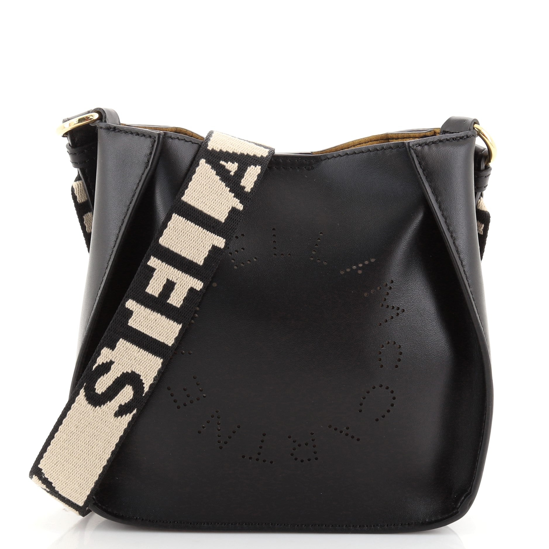 Logo Crossbody Bag Perforated Faux Leather Mini