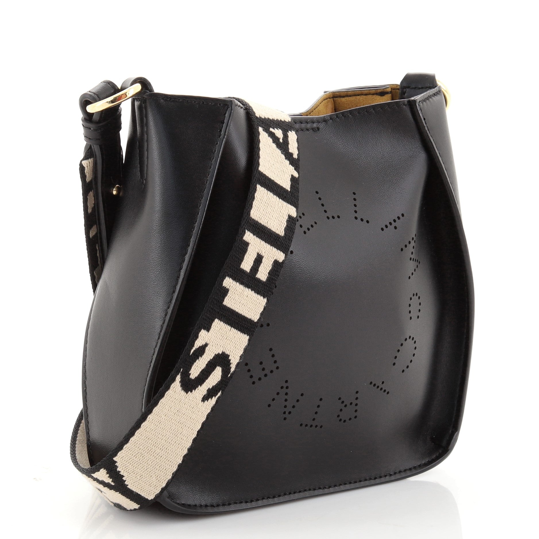 Logo Crossbody Bag Perforated Faux Leather Mini