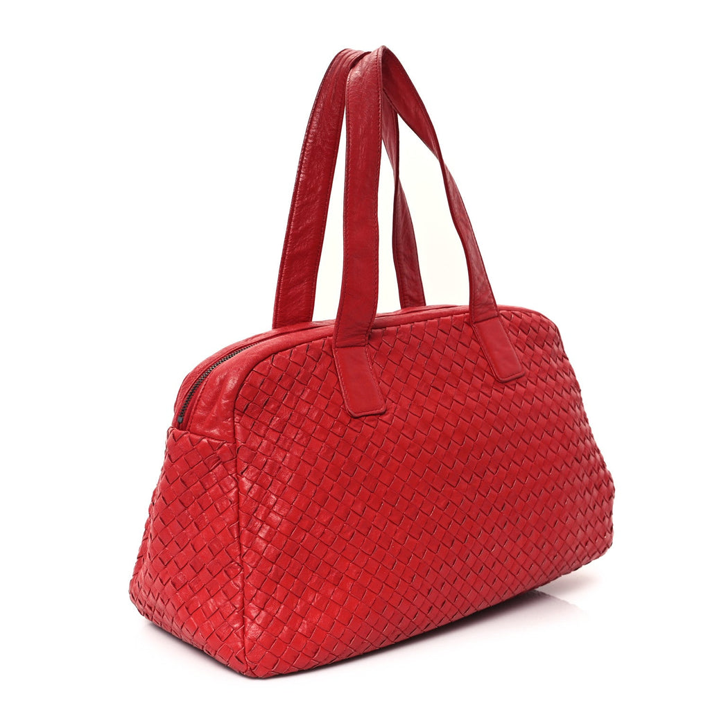 Nappa Intrecciato Boston Bag Carmine