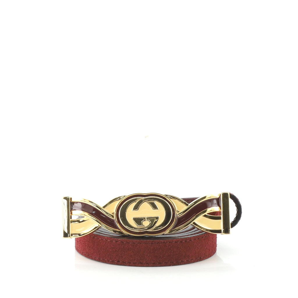 Interlocking-G Buckle Belt Suede Thin 85