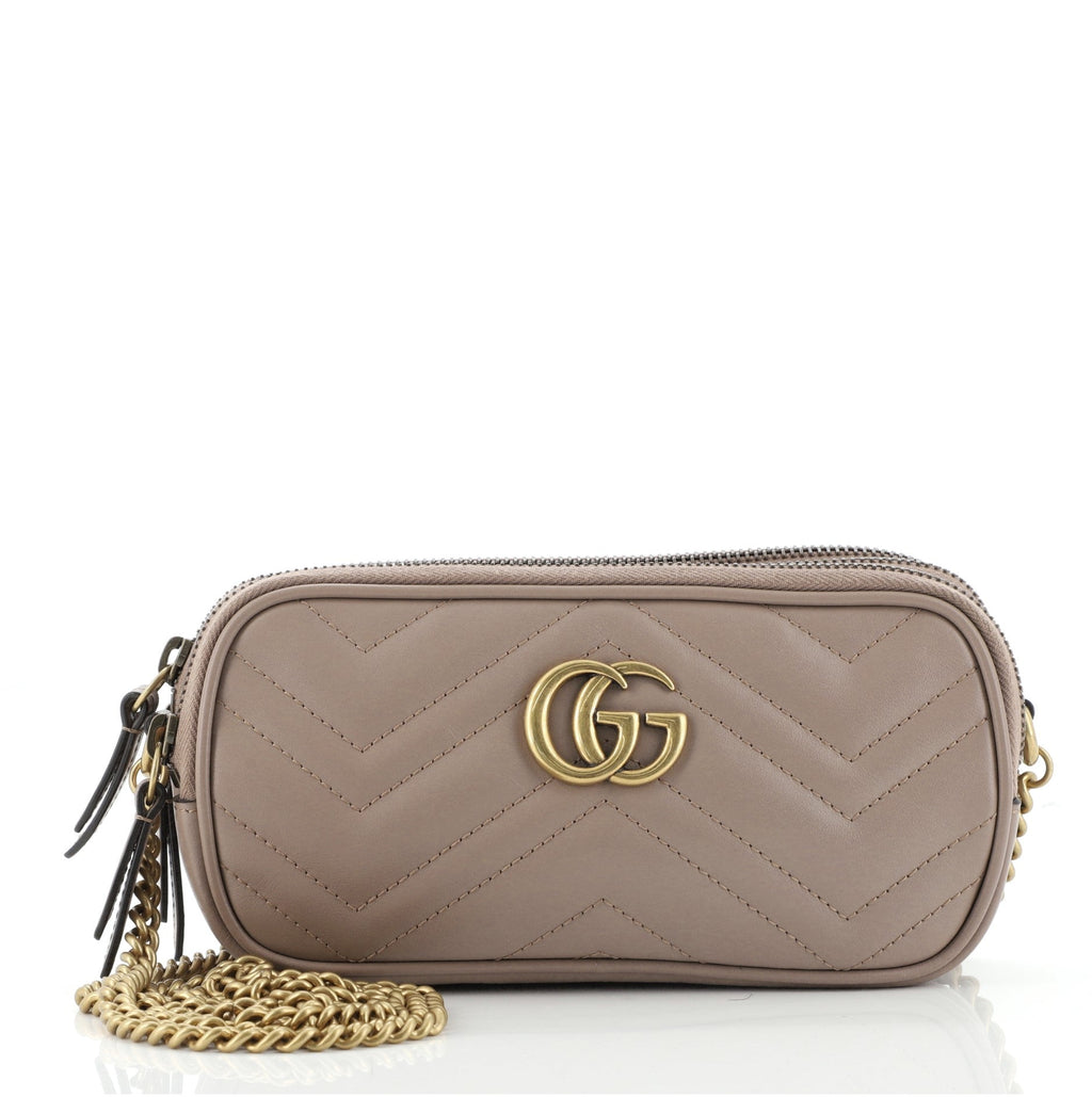 GG Marmont Triple Zip Chain Bag Matelasse Leather Mini