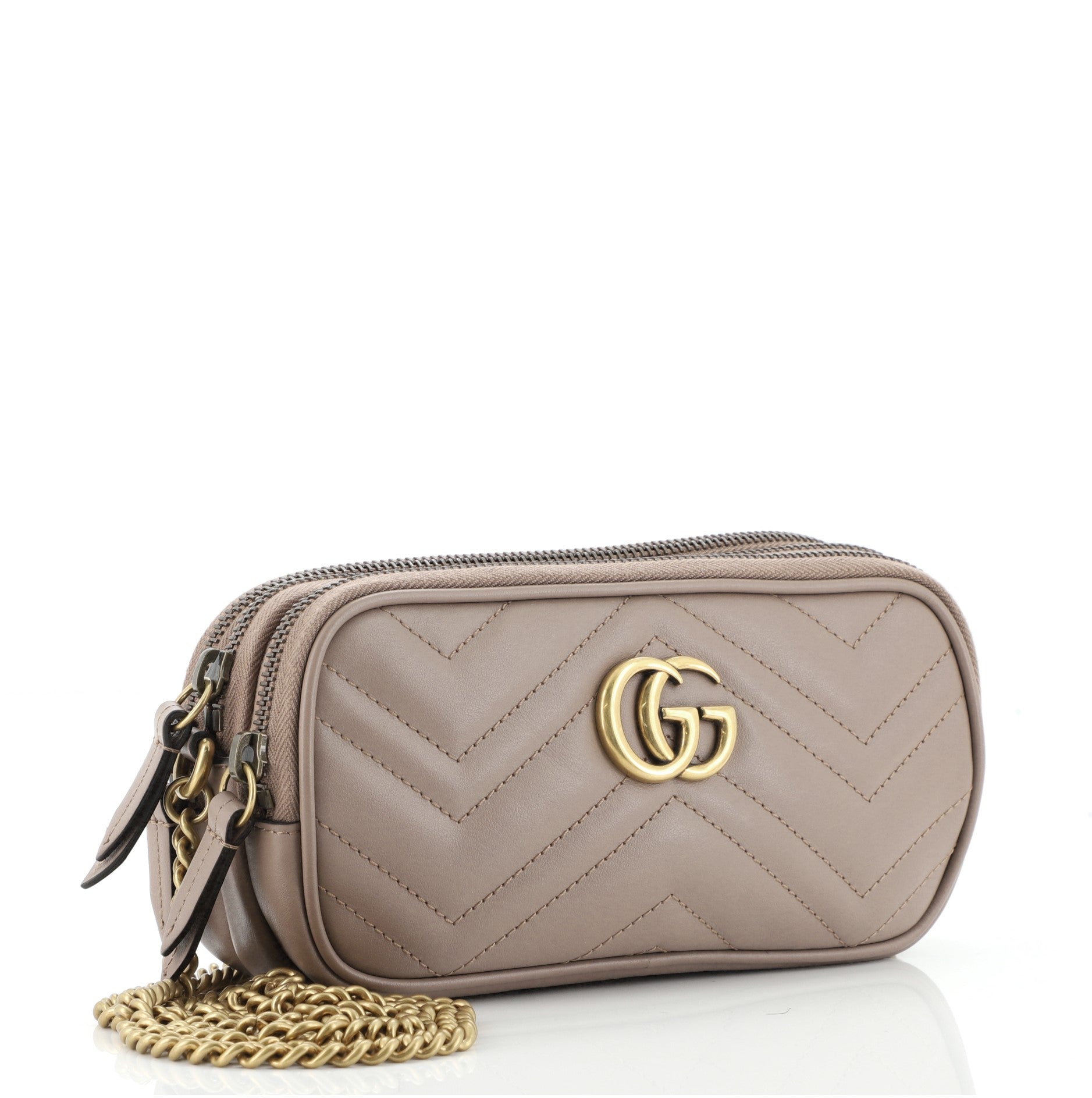 GG Marmont Triple Zip Chain Bag Matelasse Leather Mini