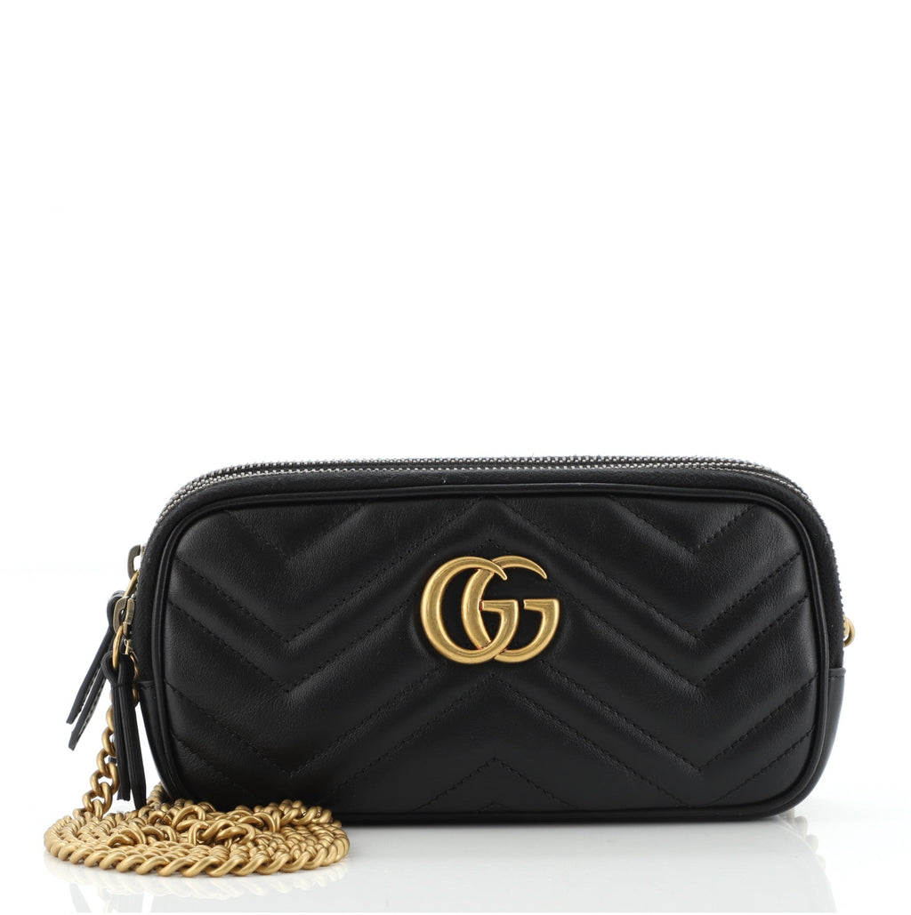 GG Marmont Triple Zip Chain Bag Matelasse Leather Mini