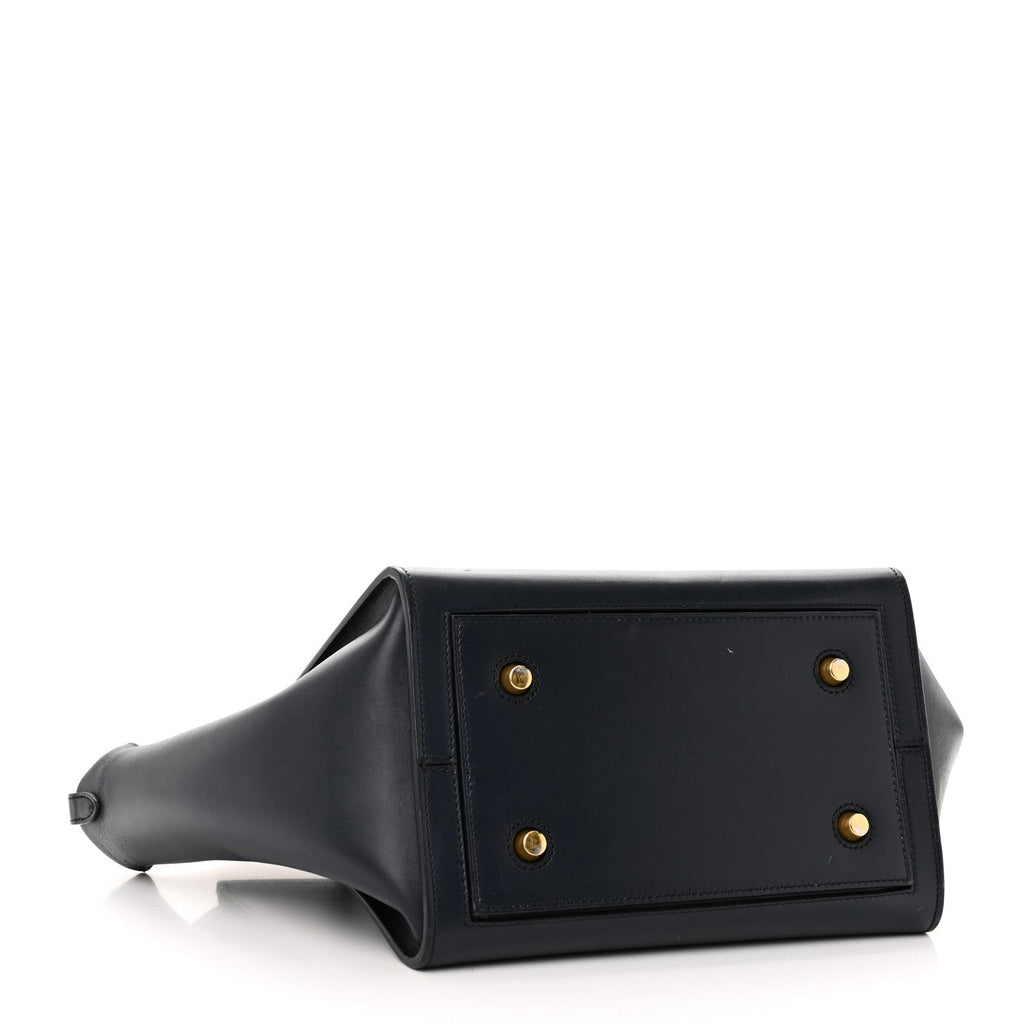 Smooth Calfskin Small Tie Knot Tote Navy Blue