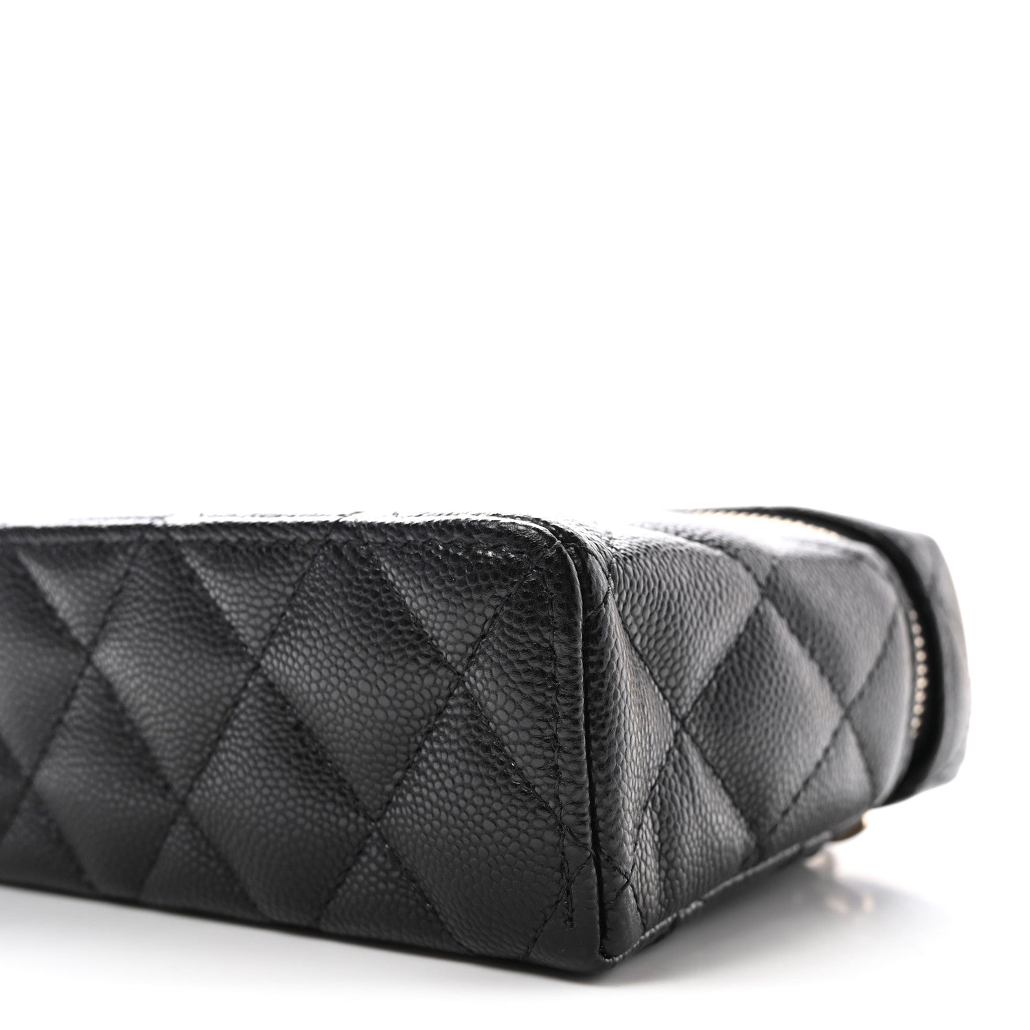 Caviar Quilted Top Handle Slim Vanity With Chain Black