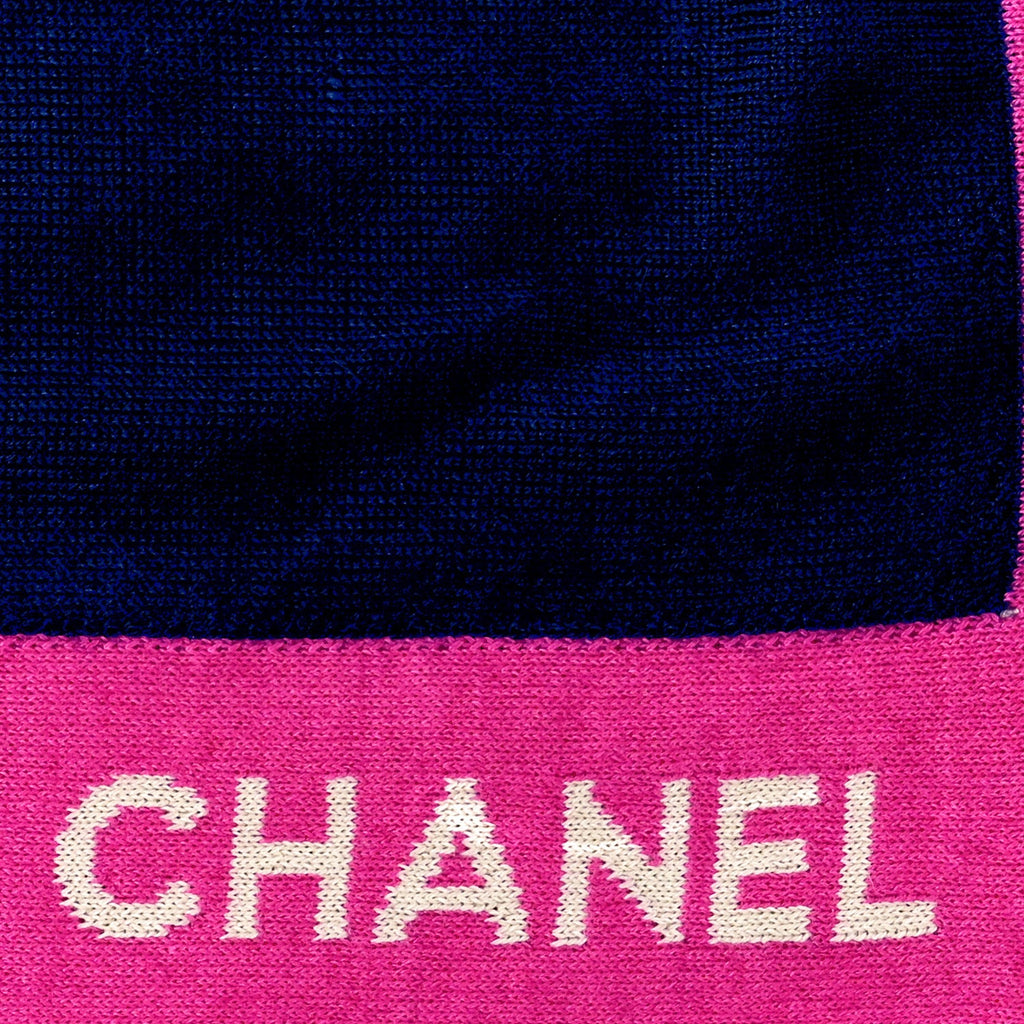 Cashmere Silk Cotton Knit CC Scarf Blue Pink White