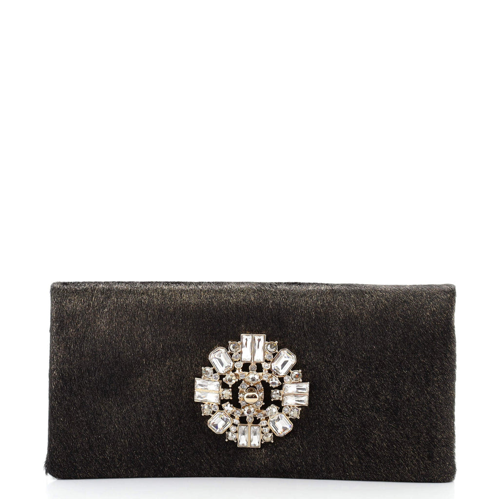 CC Crystal Flap Clutch Calf Hair Small