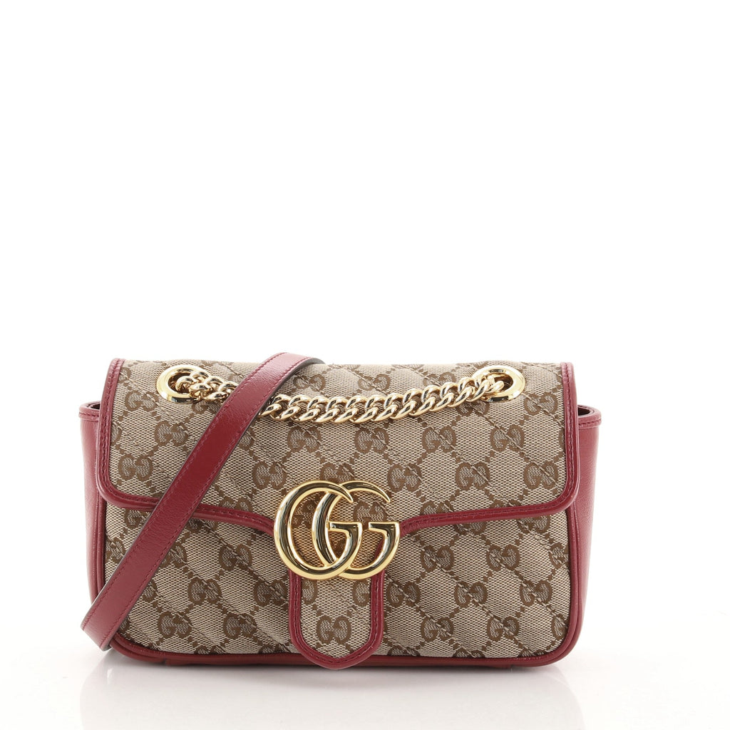 GG Marmont Flap Bag Diagonal Quilted GG Canvas Mini