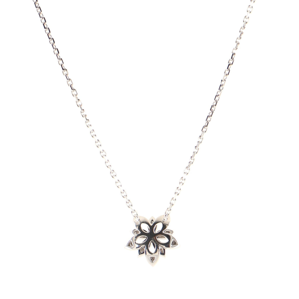 Lotus Clip Pendant Necklace 18K White Gold with Pave Diamonds Mini
