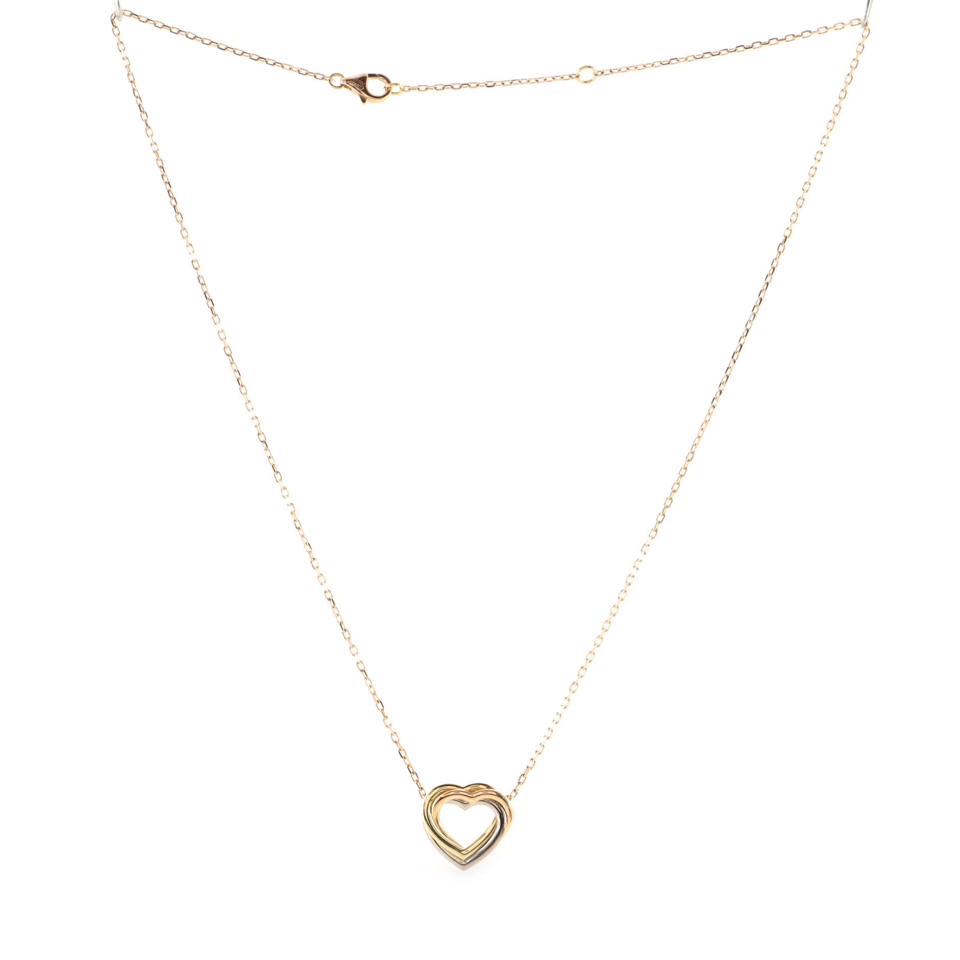 Trinity Heart Pendant Necklace 18K Tricolor Gold