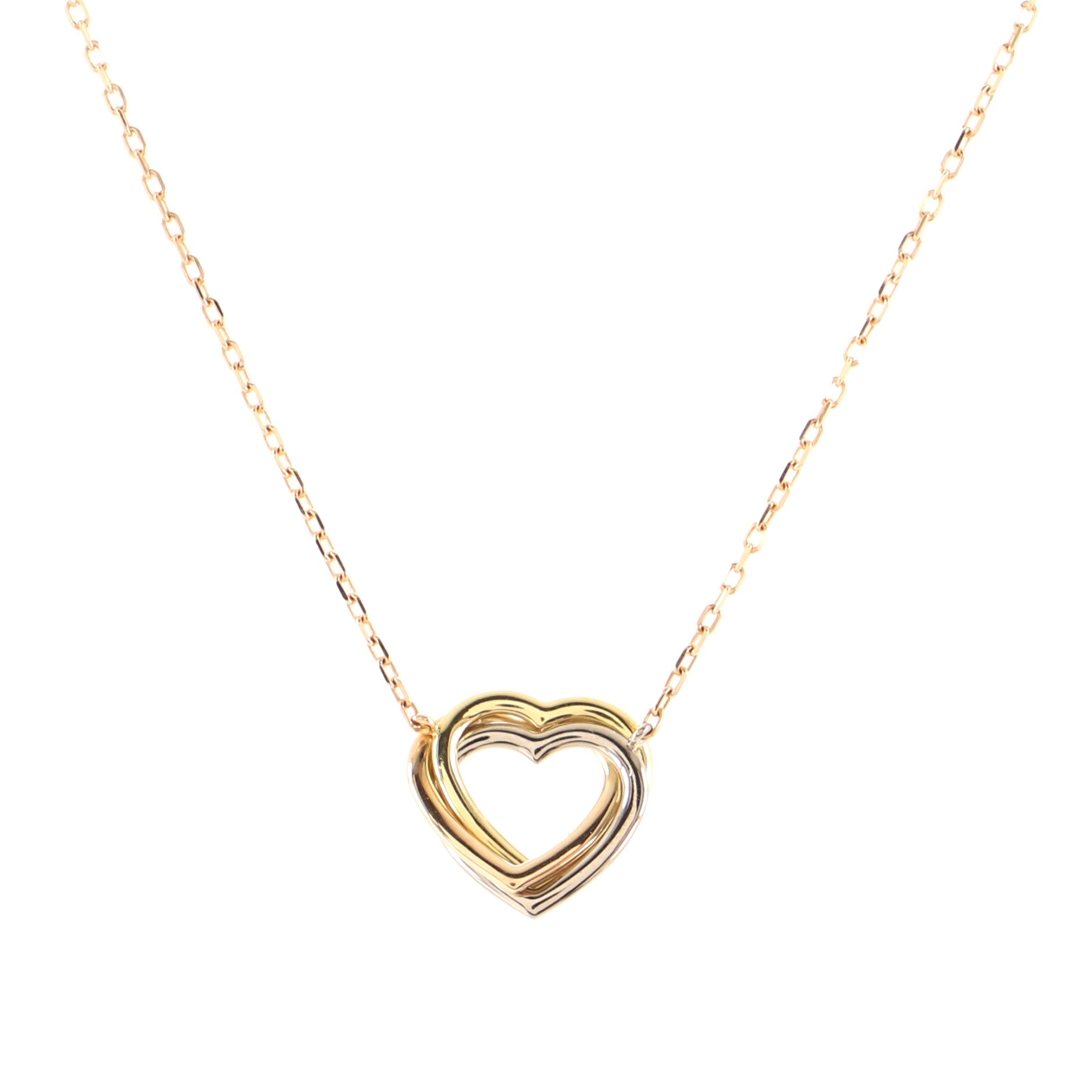 Trinity Heart Pendant Necklace 18K Tricolor Gold