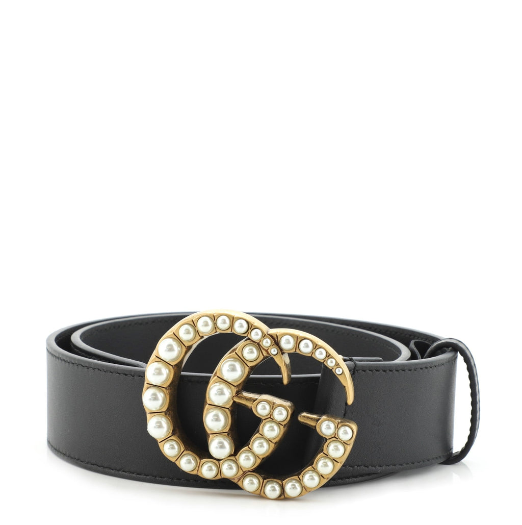 Pearly GG Marmont Belt Leather Wide 70