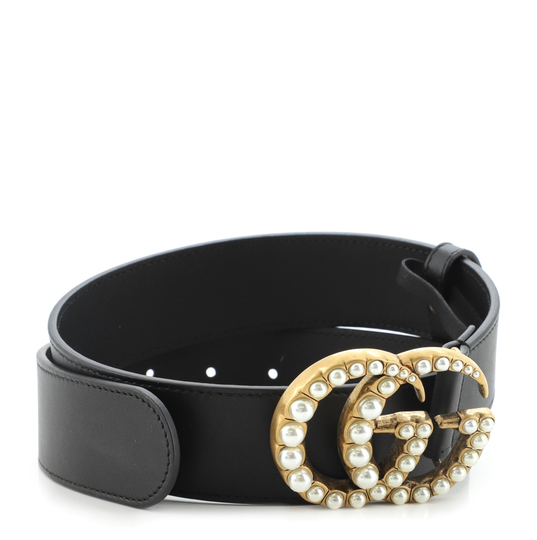 Pearly GG Marmont Belt Leather Wide 70
