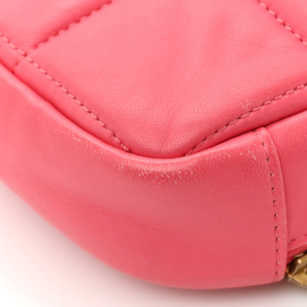 Lambskin Quilted Diamond Clutch With Chain Pink