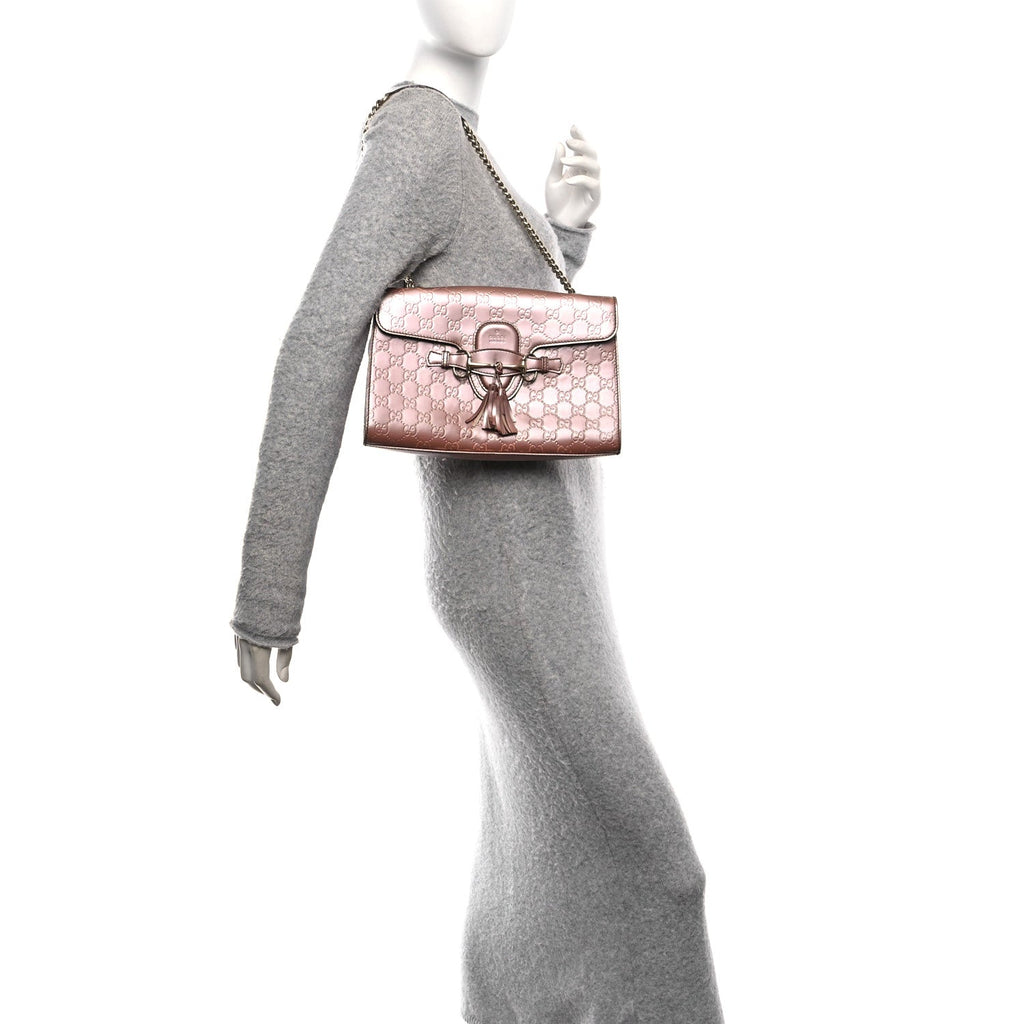 Shine Guccissima Medium Emily Chain Shoulder Bag Dark Cipria