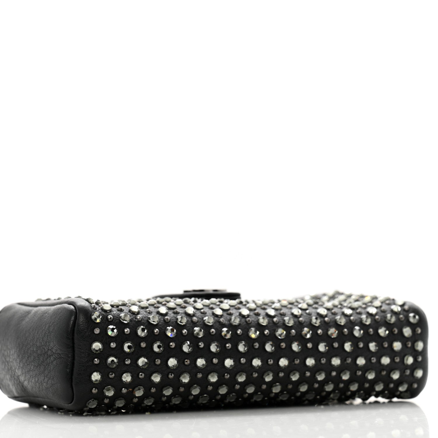 Calfskin Strass Studded Mini Phone Holder Clutch Black