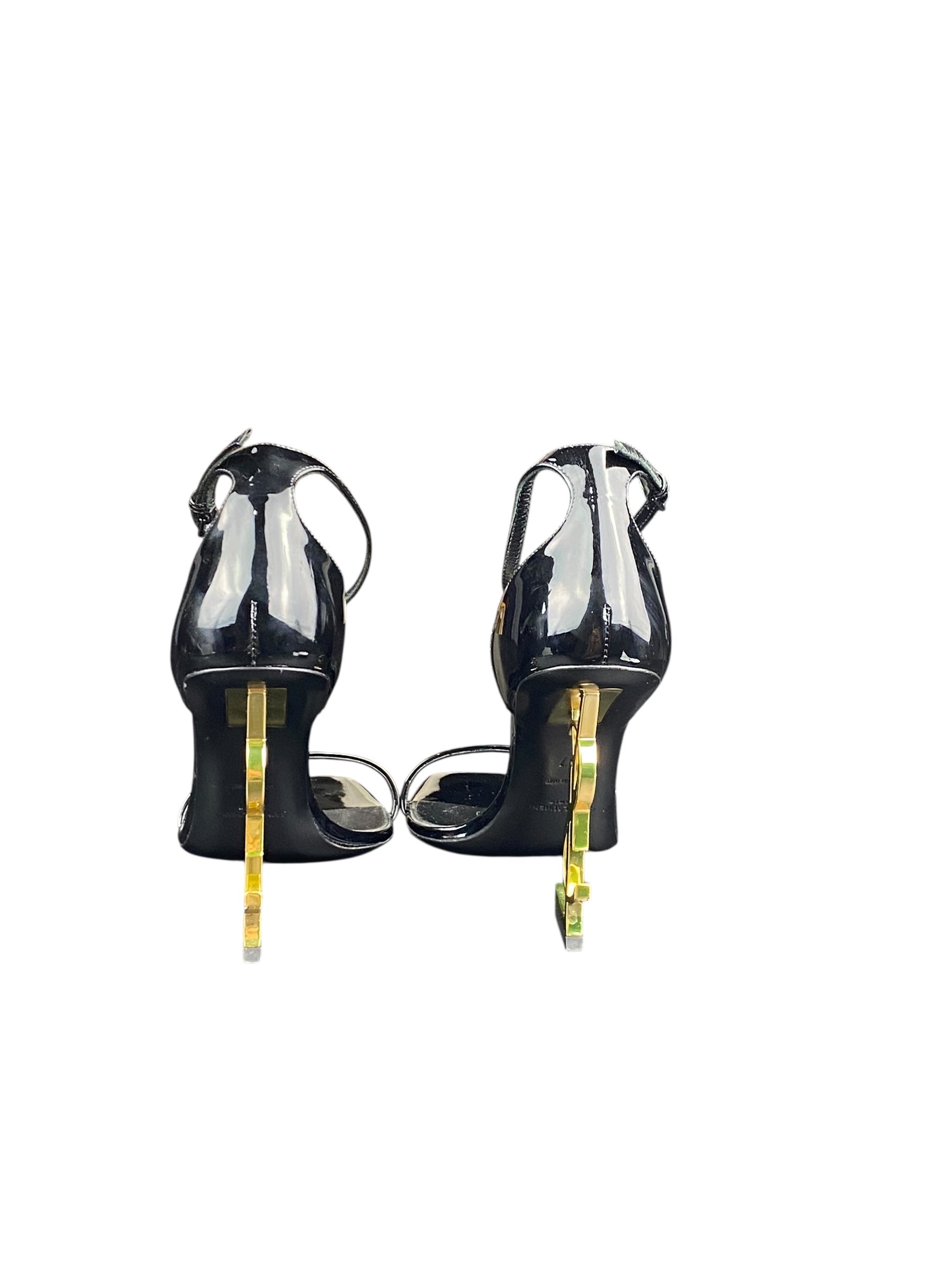 Saint Laurent Black Patent Opyum Sandals - 37
