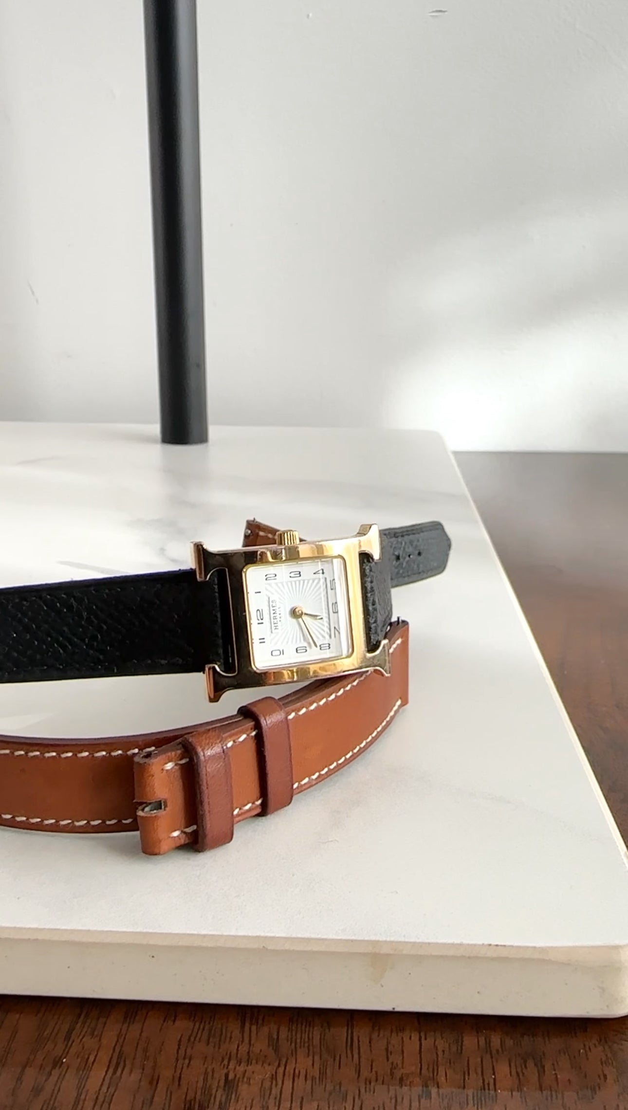 Hermes Mini H Heure Watch 21mm with Extra Double Tour Band