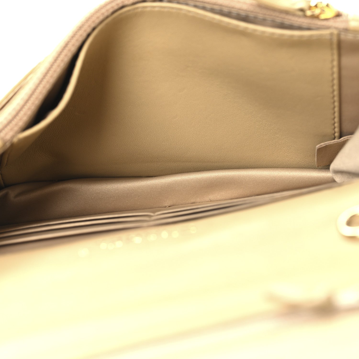 Lambskin Quilted Golden Class Wallet on Chain WOC Beige