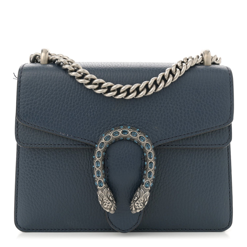 Dollar Calfskin Crystal Mini Dionysus Shoulder Bag Blue Agata Montana Sapphire