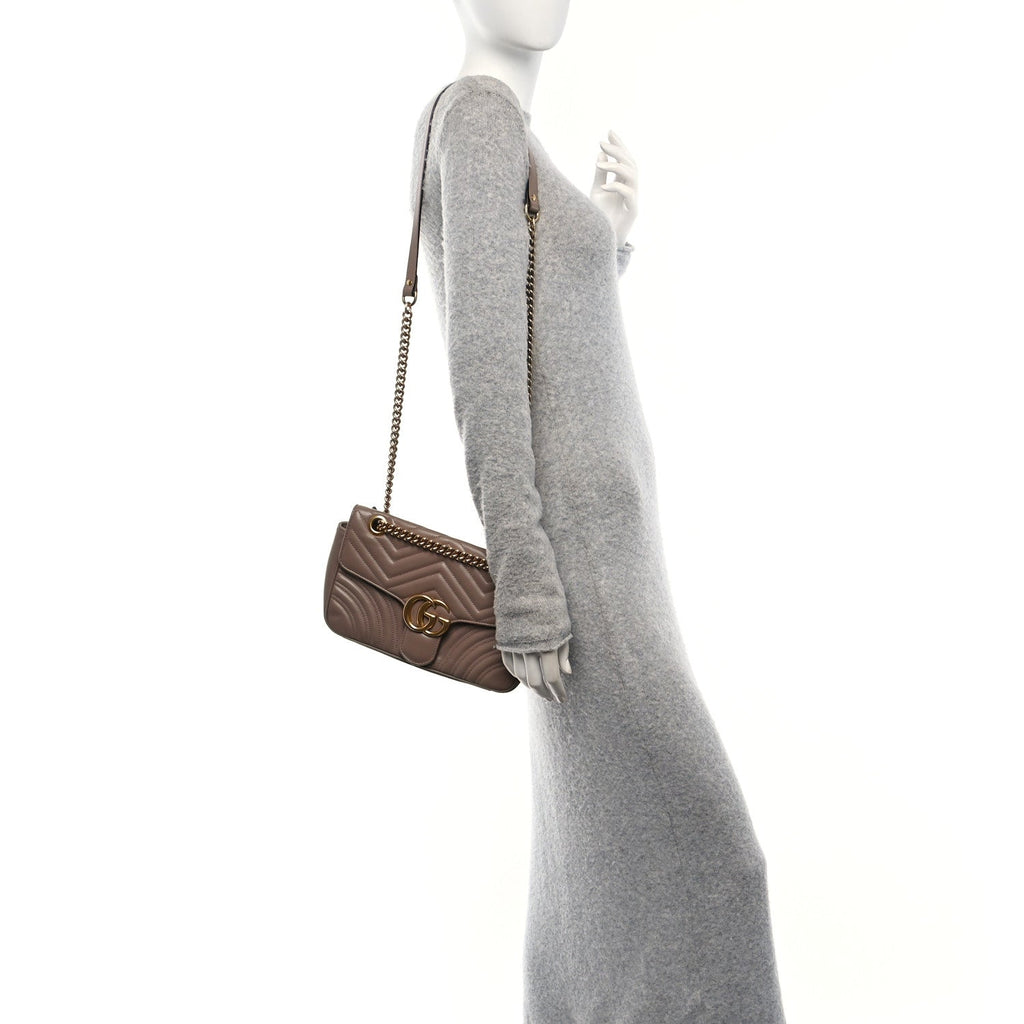 Calfskin Matelasse Small GG Marmont Shoulder Bag Porcelain Rose