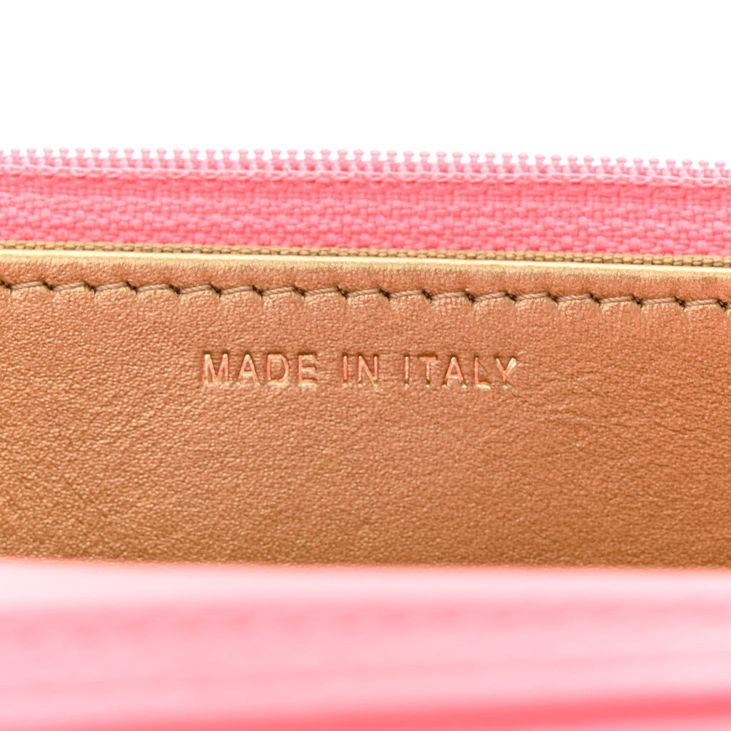 Lambskin Quilted CC Pearl Crush Wallet on Chain WOC Pink