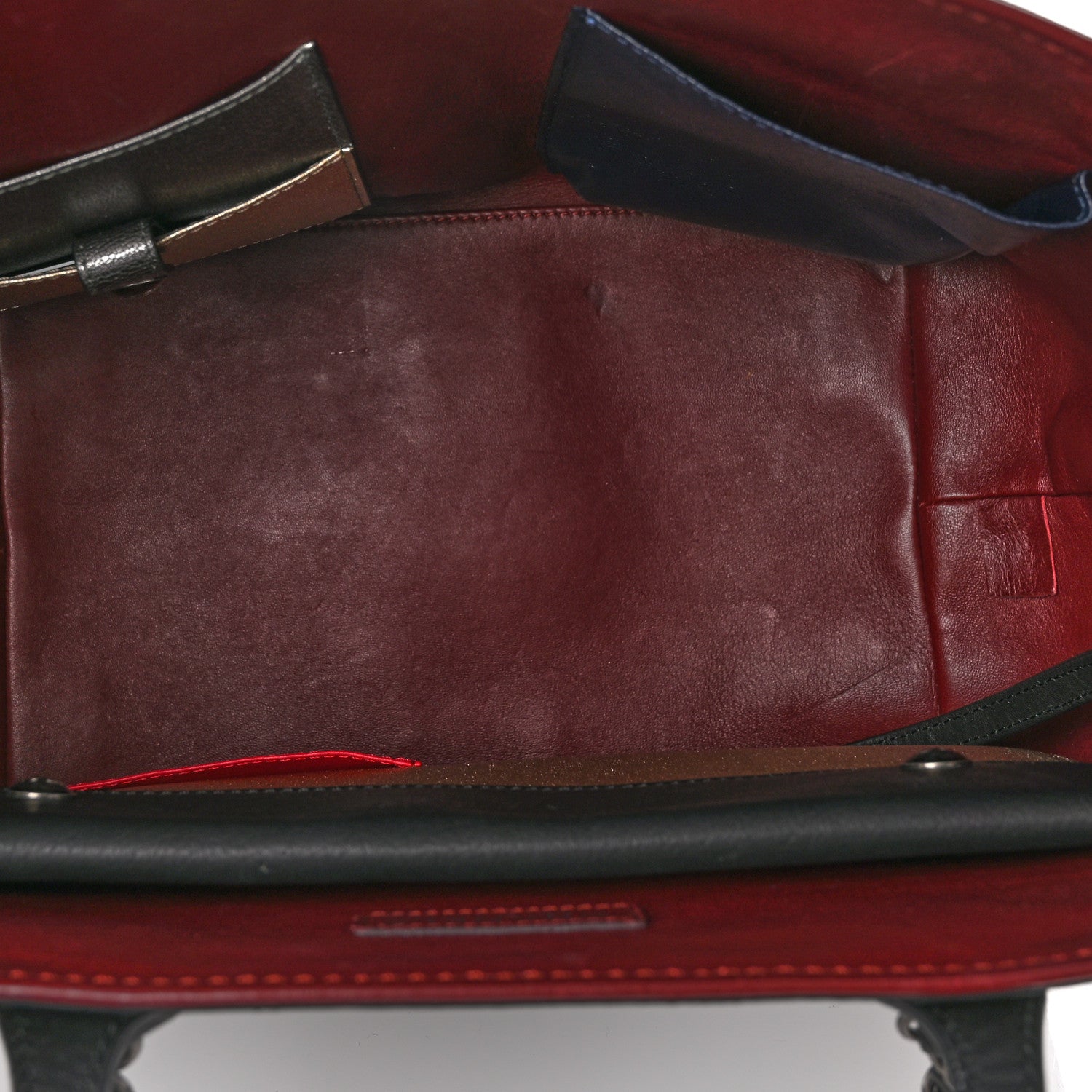 Calfskin Stitched Medium Shopping Tote Black