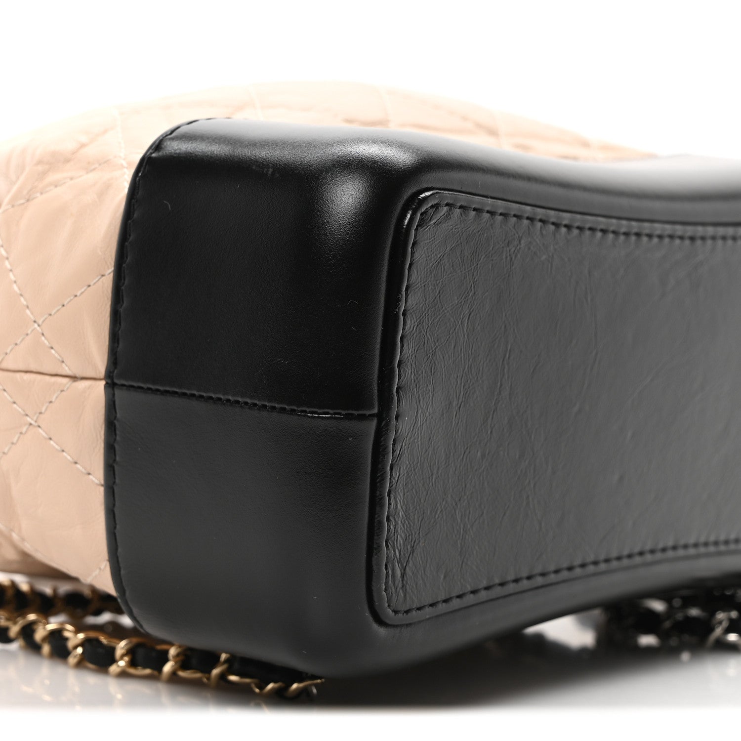 Aged Calfskin Quilted Small Gabrielle Backpack Beige Black
