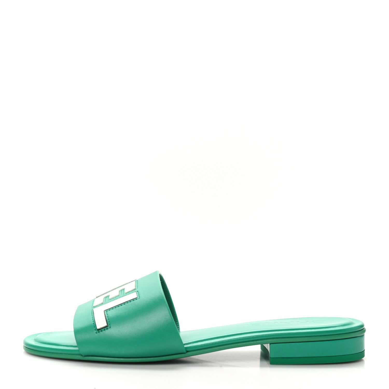 Calfskin Patent Calfskin Logo Mules 38.5 Green White