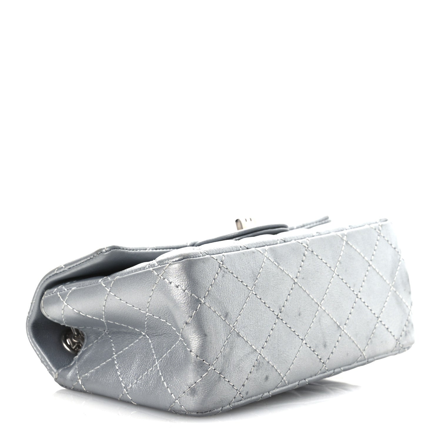 Metallic Grained Calfskin Quilted 2.55 Reissue Mini Flap Silver