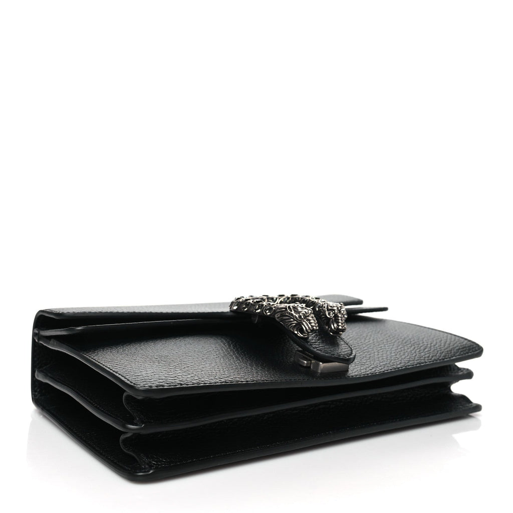 Pebbled Calfskin Small Dionysus Shoulder Bag Black