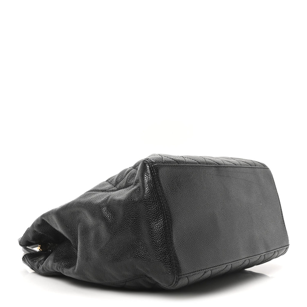 Caviar Quilted CC Shopping Tote Black