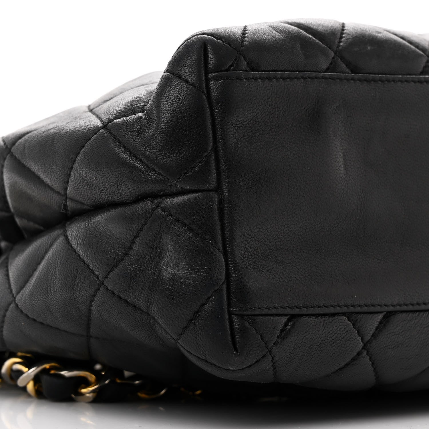 Lambskin Quilted Medium New Bubble North South Tote Black
