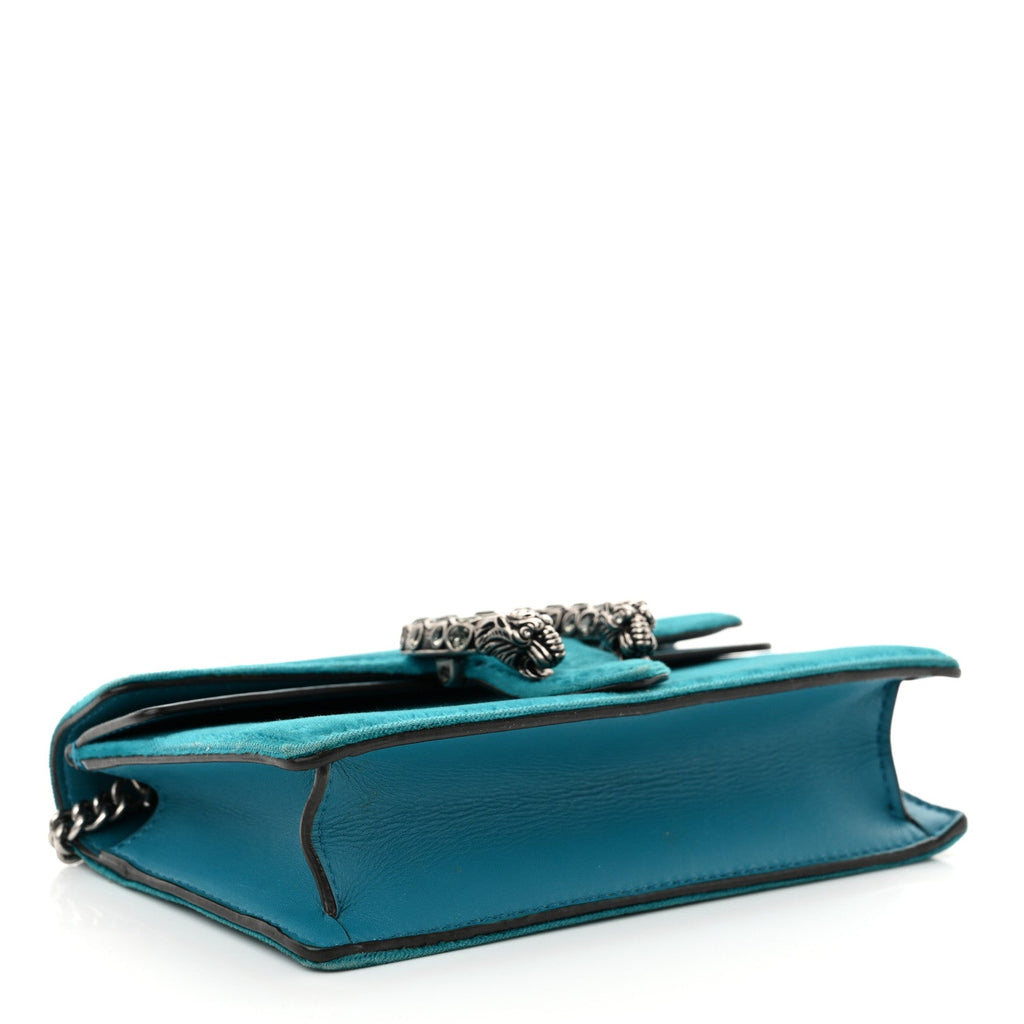 Velvet Super Mini Dionysus Shoulder Bag Pavone Cyan