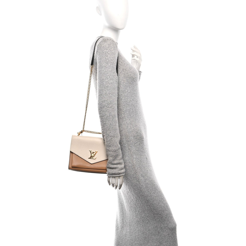 Soft Calfskin Mylockme Chain Bag BB Arizona Quartz Caramel