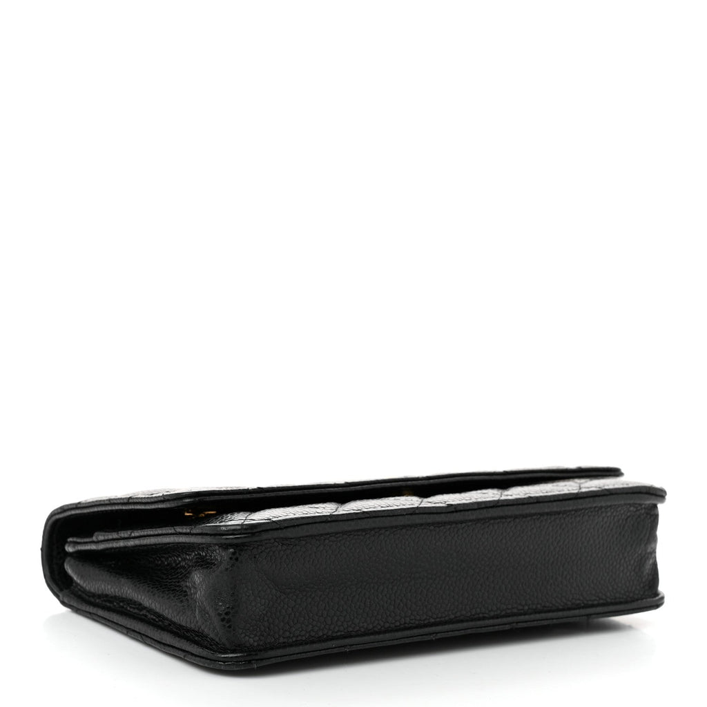 Caviar Quilted Wallet on Chain WOC Black
