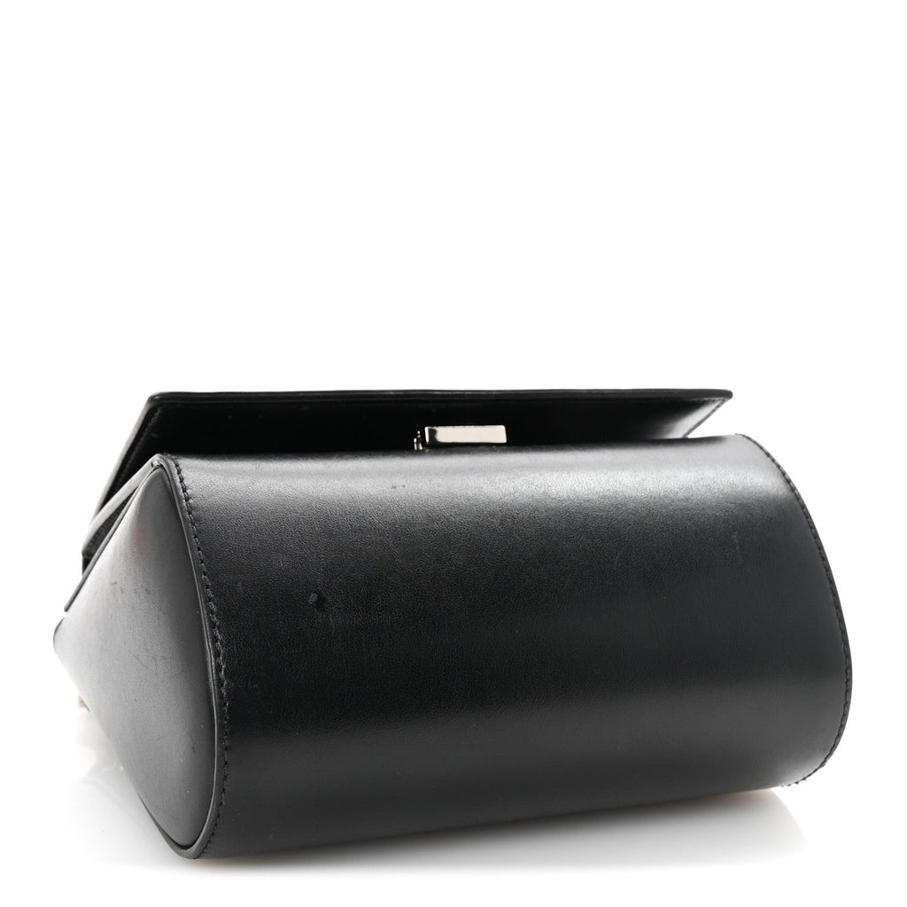 Calfskin Mini Pandora Box Logo Strap Crossbody Bag Black