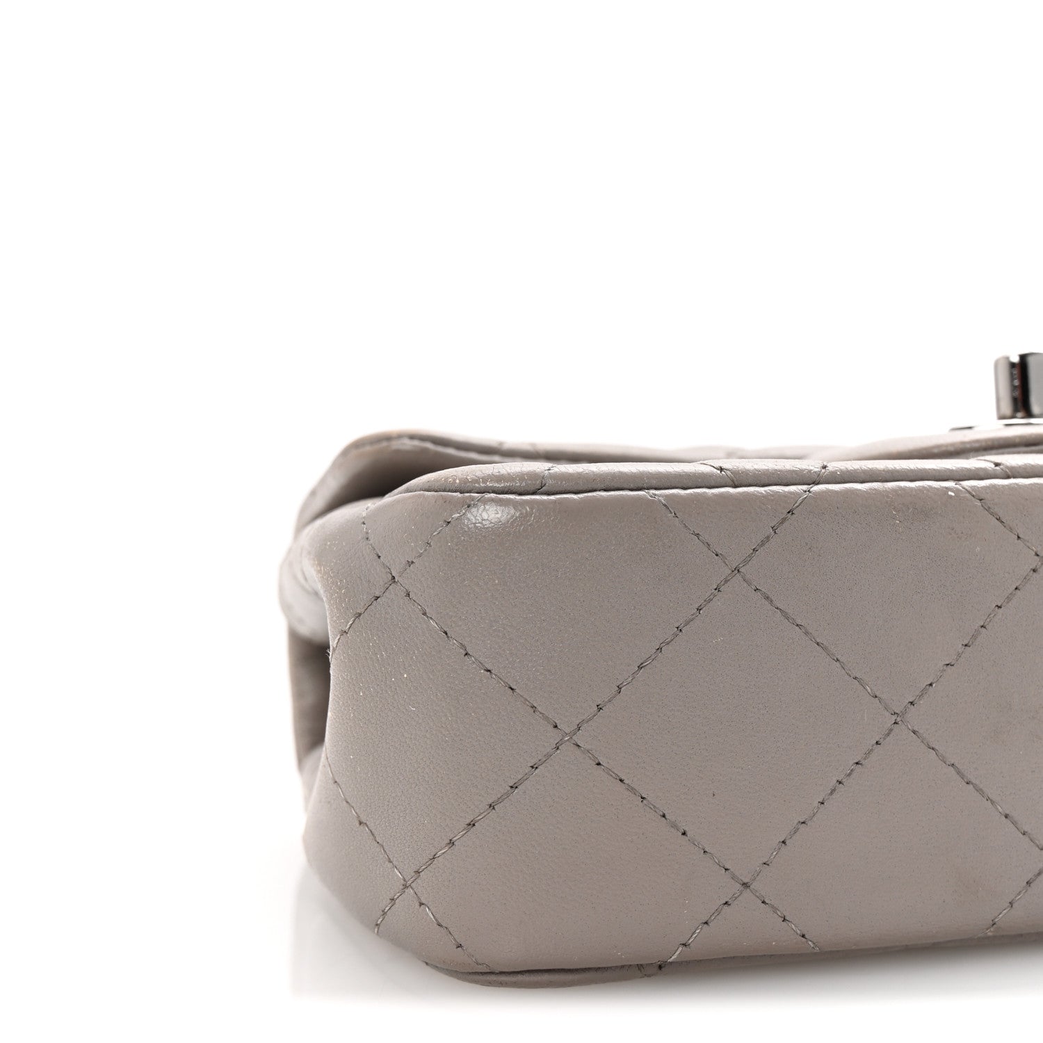 Lambskin Quilted Extra Mini Rectangular Flap Grey