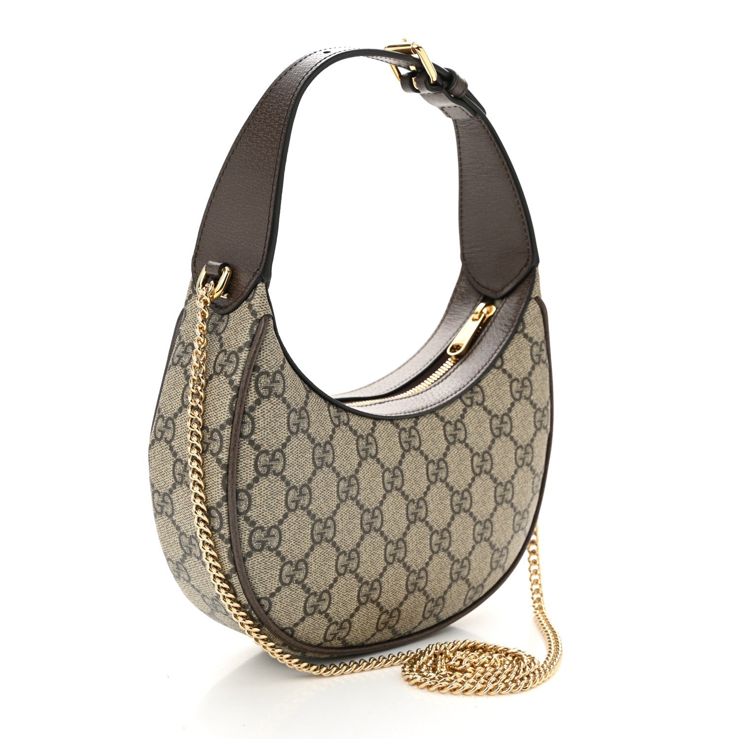 GG Supreme Monogram Textured Dollar Calfskin Small Ophidia Shoulder Bag Beige Ebony New Acero